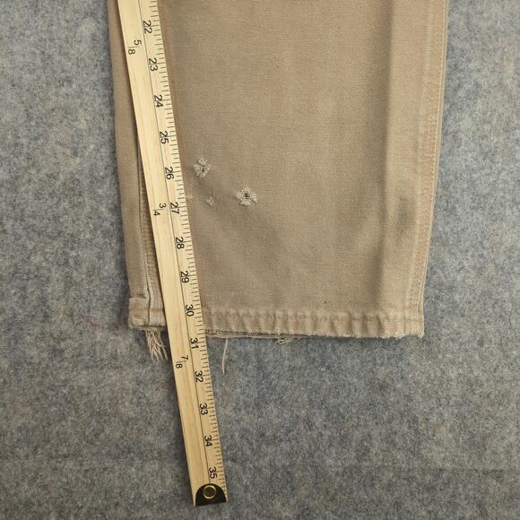 Carhartt Pants Mens 30x32 Tan B11 Duck Dungaree Carpenter Distressed Workwear - Picture 9 of 15